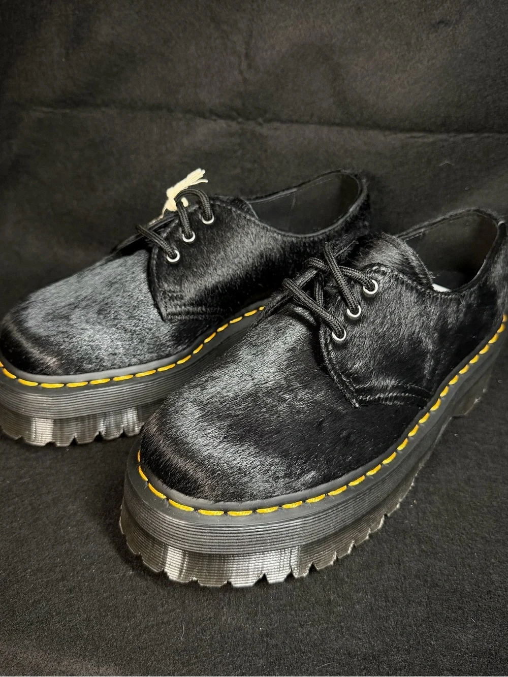 Dr. Martens 1461 Quad Hair-On Platform Shoes | Sz 6